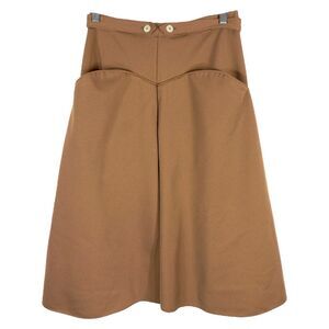 Vintage Uniform Wrap Skirt Solid‎ Brown Deep Pockets Army Womens Soviet 1014